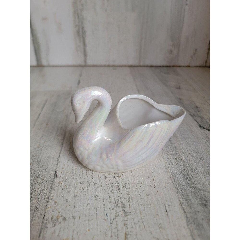Iridescent swan bird trinket tray bowl mini unique home decor‎
